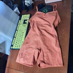 Zaberry Shapewear Bodysuit Women Workout Tummy Control Short Backless Brown Sz S